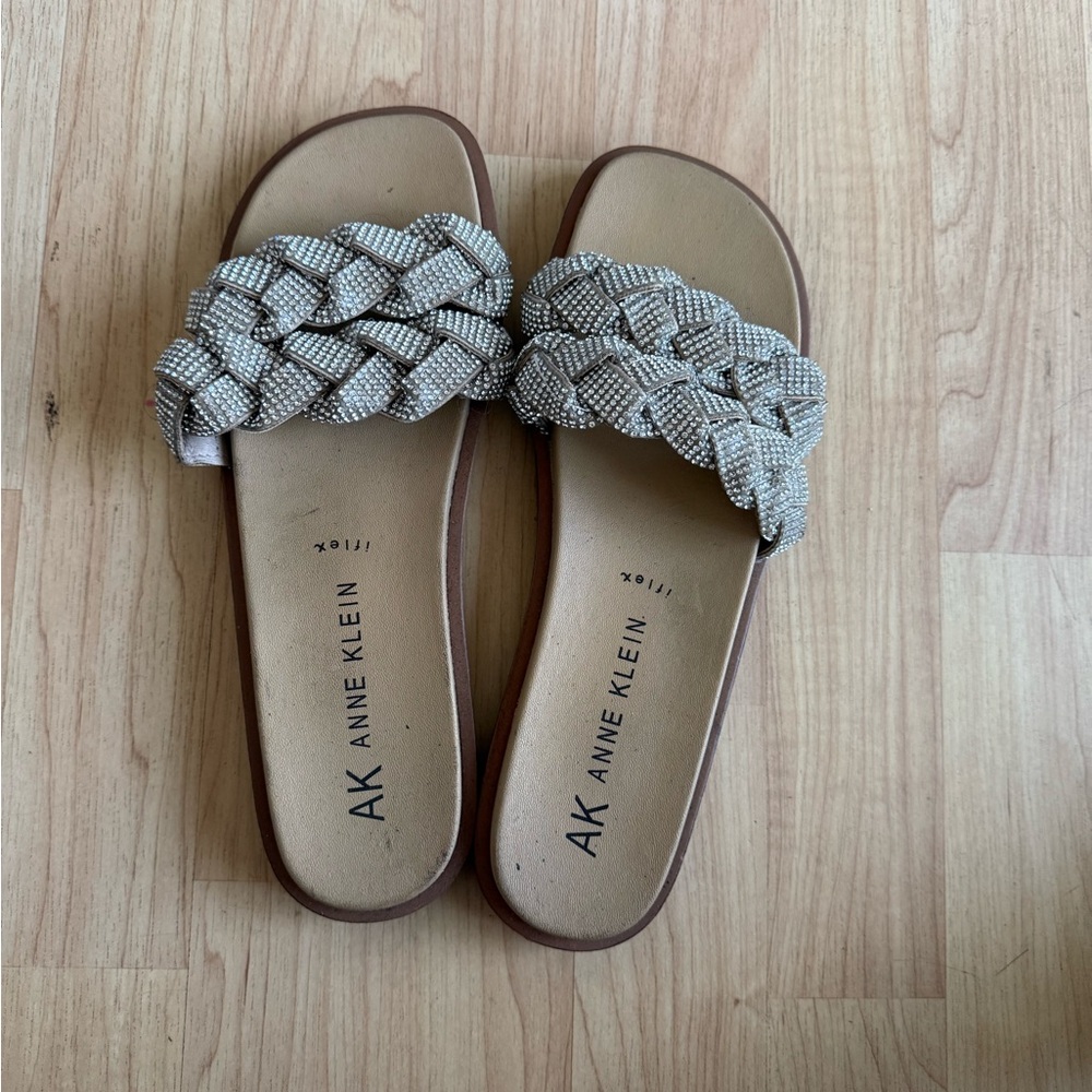 Anne Klein Silver Braided Sandals